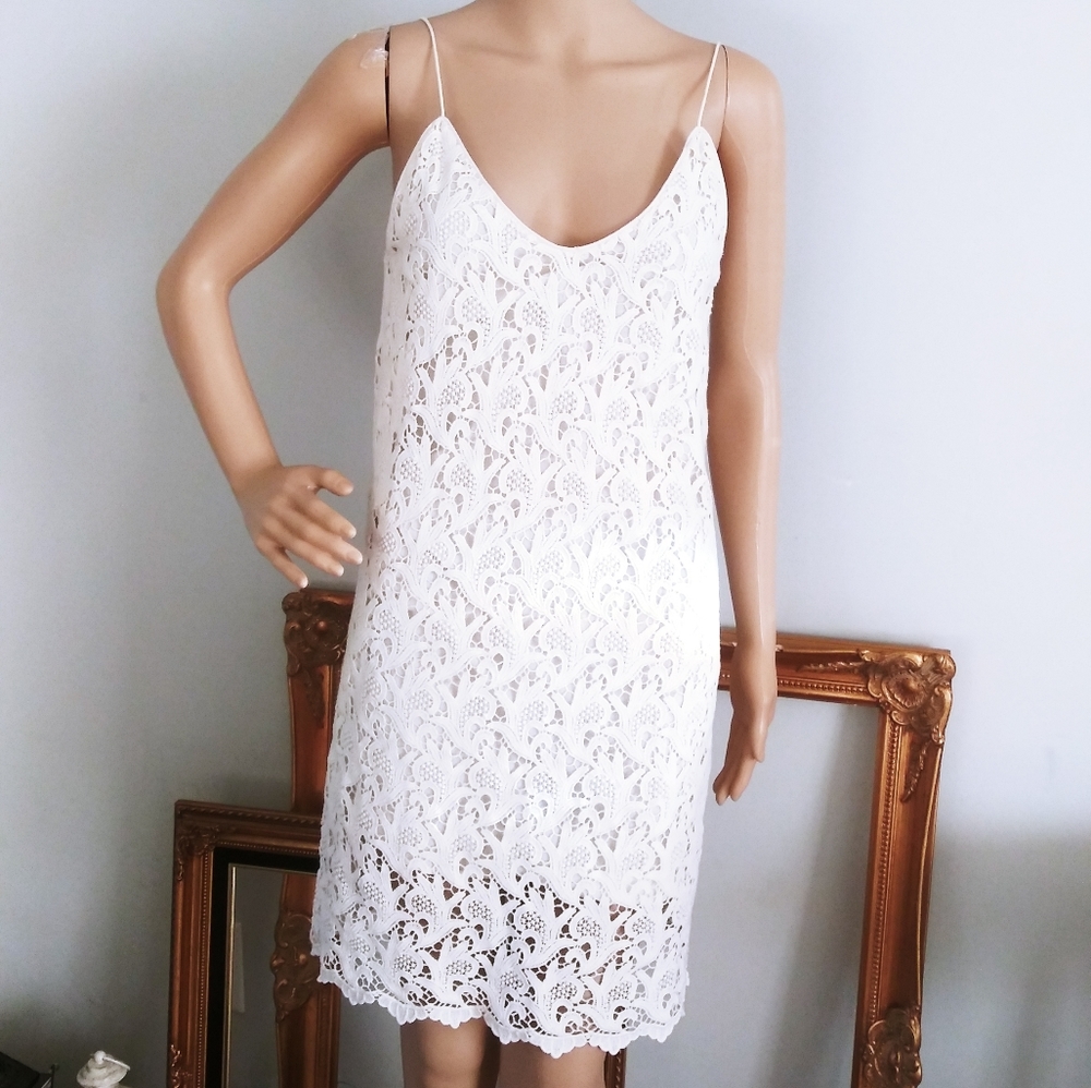 Blaque Label White Lace Midi Slip Dress